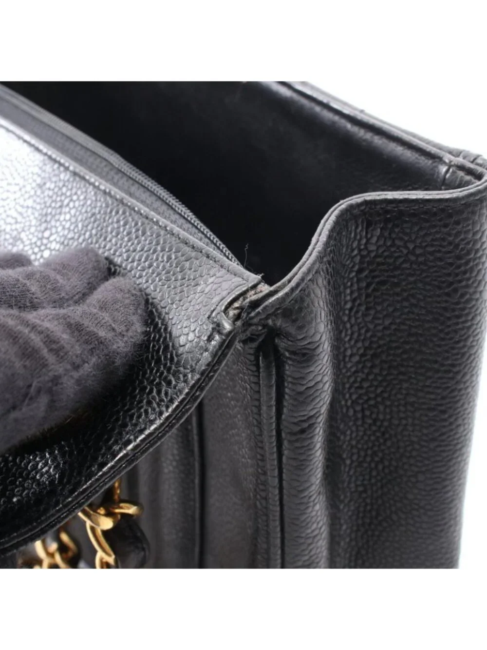 Chanel Shoulder Bag Mademoiselle Black Calf Chain